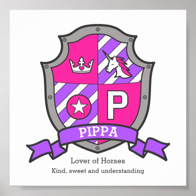 Pippa name meaning unicorn princess letter P Poster (Front)