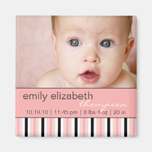 Pippy Pink Stripe Baby Photo Magnet