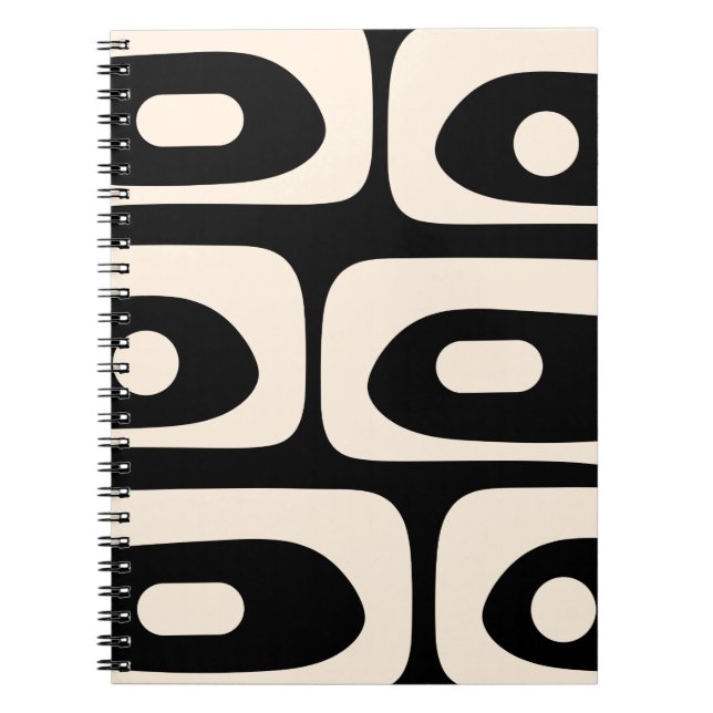 Piquet Midcentury Abstract Minimal Black and Cream Notebook (Front)