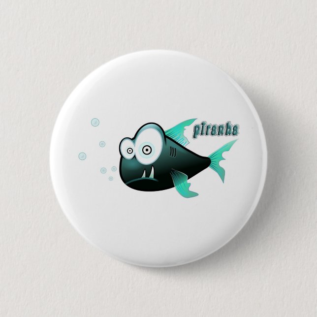 Piranha 6 Cm Round Badge (Front)