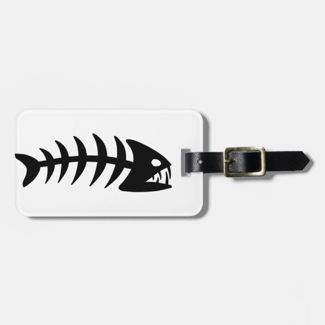 Piranha Fish Bone Luggage Tag (Front Horizontal)