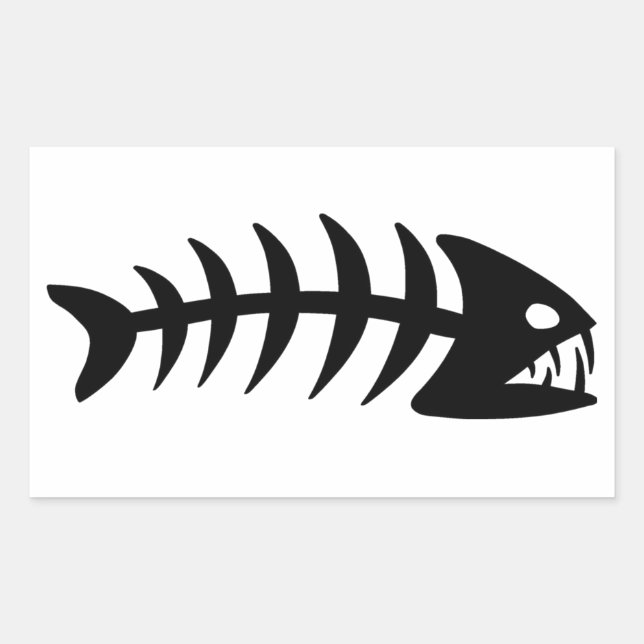 Piranha Fish Bone Rectangular Sticker (Front)