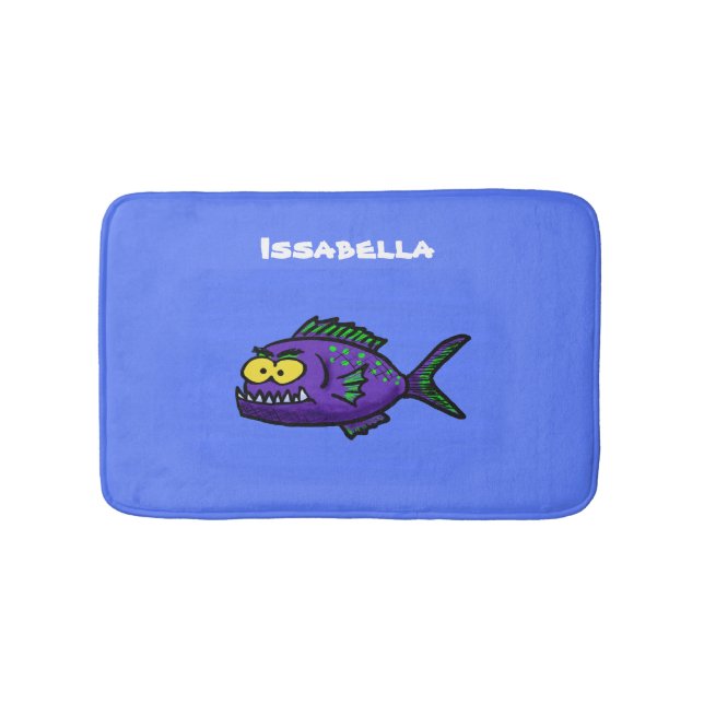 Piranha fish cartoon bath mat (Front)