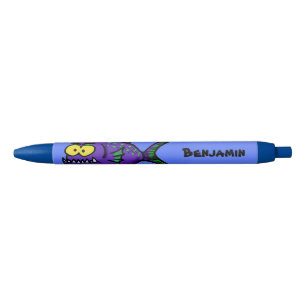 Piranha fish cartoon black ink pen