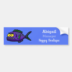 Piranha fish cartoon bumper sticker