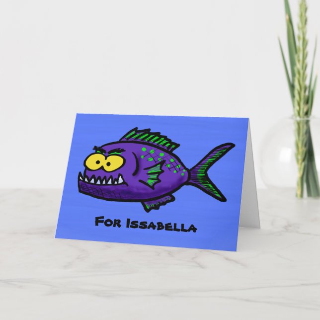 Piranha fish cartoon card (Front)