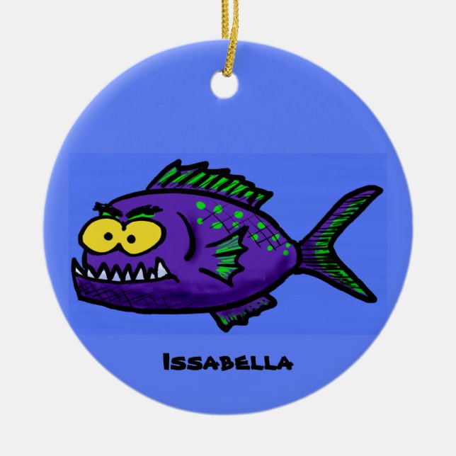 Piranha fish cartoon ceramic tree decoration (Front)