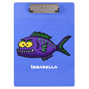 Piranha fish cartoon clipboard