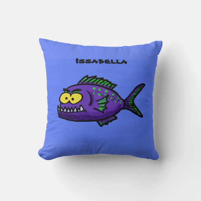 Piranha fish cartoon cushion (Front)