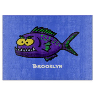 Piranha fish cartoon cutting board