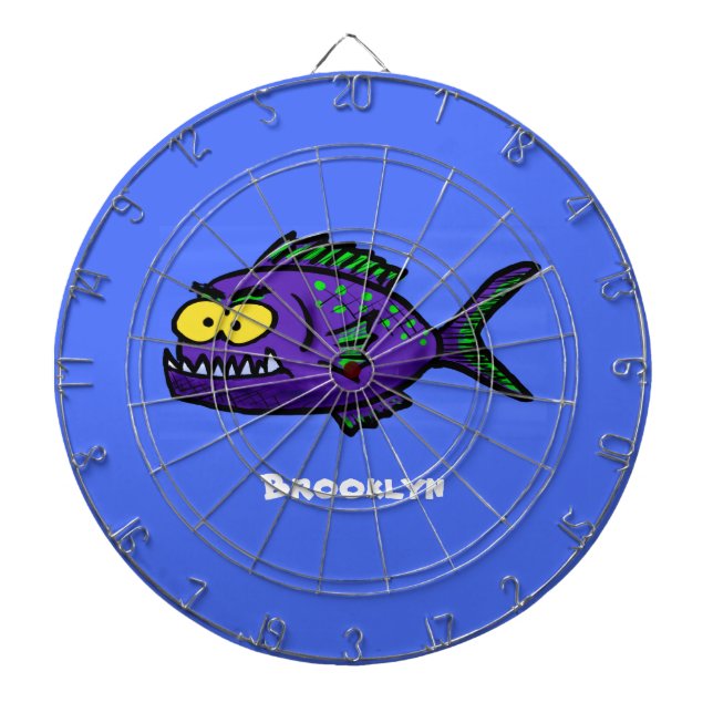 Piranha fish cartoon dartboard (Front)