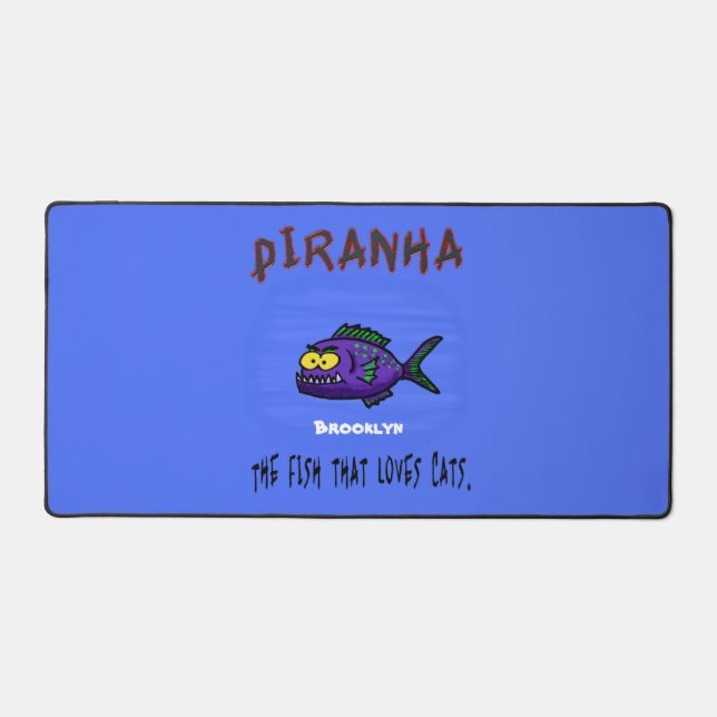Piranha fish cartoon desk mat (Front)