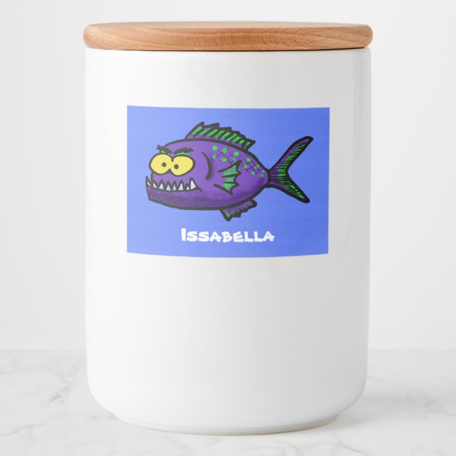 Piranha fish cartoon food label (Front)