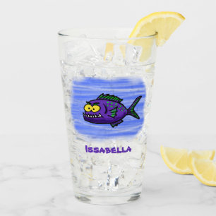 Piranha fish cartoon glass