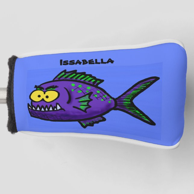 Piranha fish cartoon golf head cover (Front)