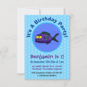 Piranha fish cartoon invitation