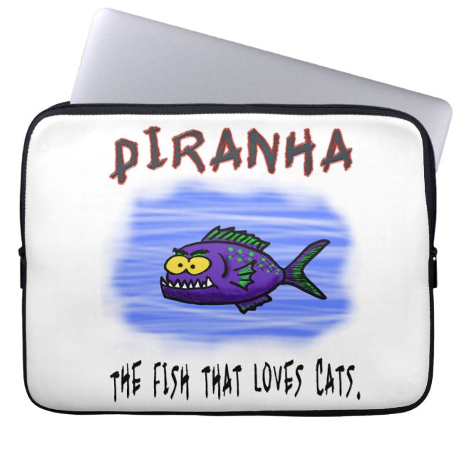 Piranha fish cartoon laptop sleeve (Front)