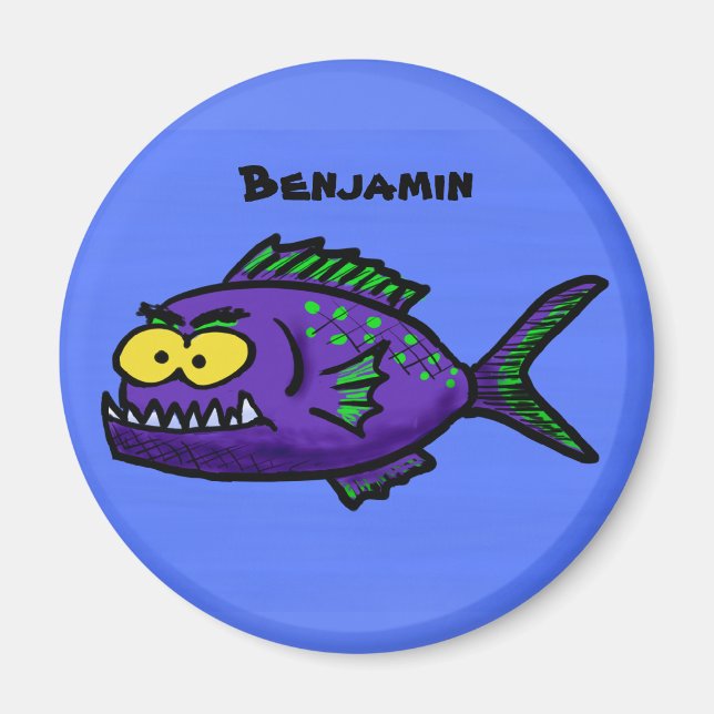 Piranha fish cartoon magnet (Front)