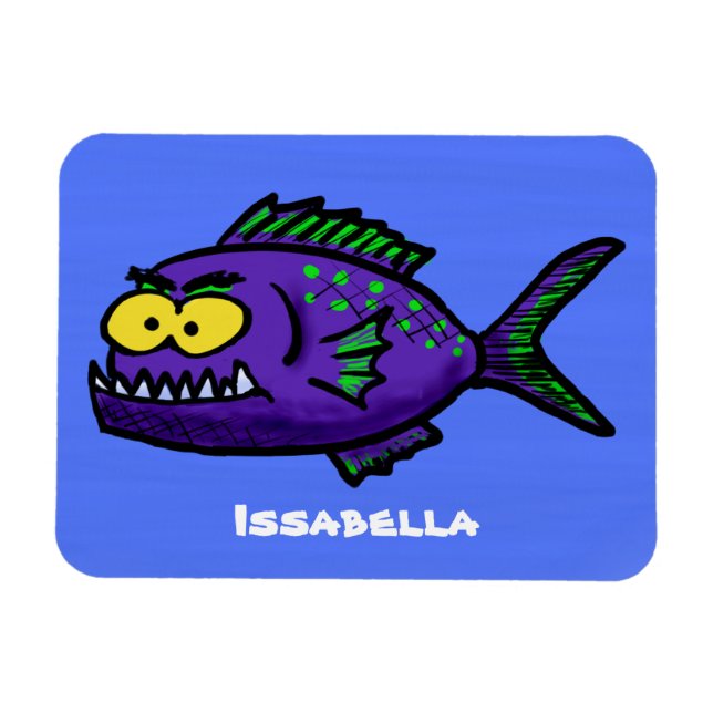 Piranha fish cartoon magnet (Horizontal)