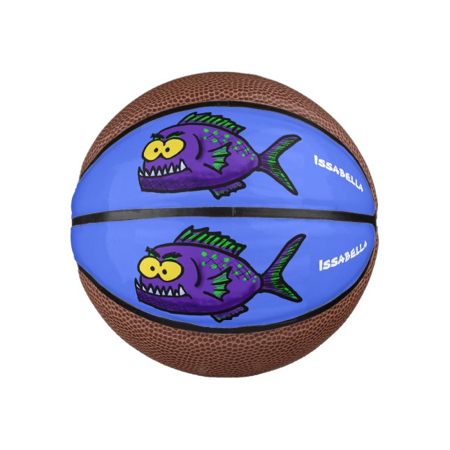 Piranha fish cartoon mini basketball (Front)