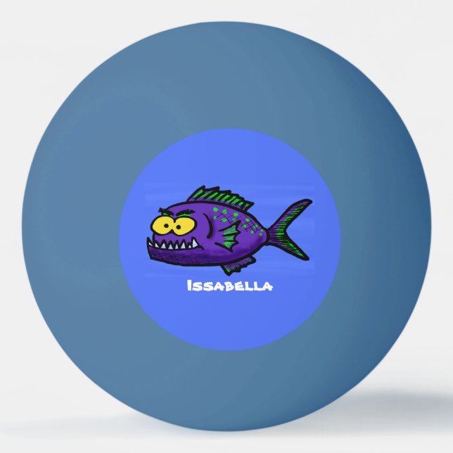Piranha fish cartoon ping pong ball (Front)