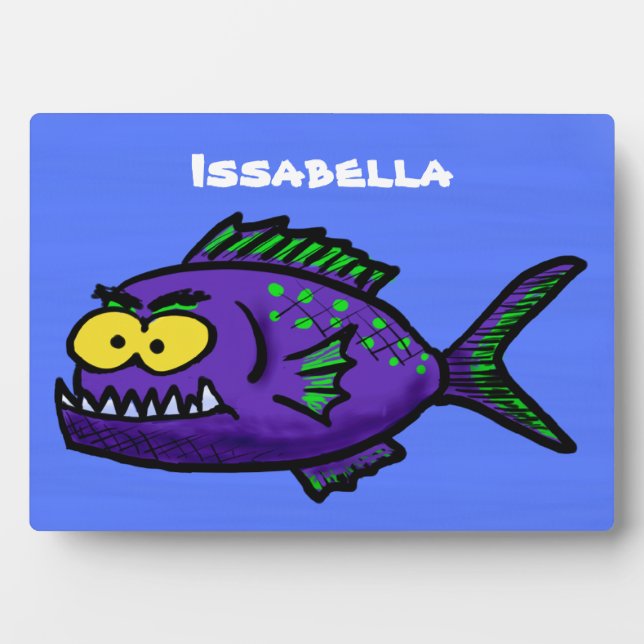Piranha fish cartoon plaque (Front)