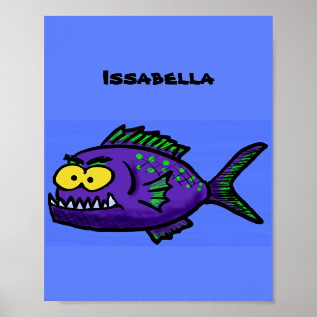 Piranha fish cartoon poster (Front)