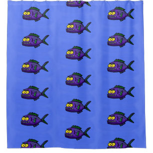 Piranha fish cartoon shower curtain