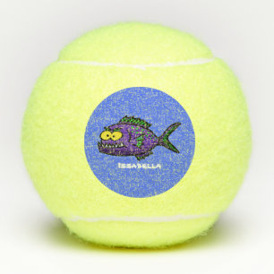 Piranha fish cartoon tennis balls