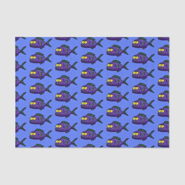 Piranha fish cartoon tissue paper (Front)