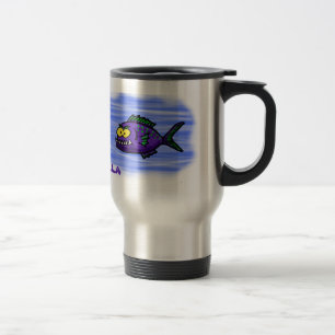 Piranha fish cartoon travel mug