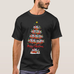 Piranha Fish Christmas Tree Lights Santa Piranha X T-Shirt