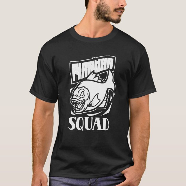 Piranha Squad Retro Piranhas Fish T-Shirt (Front)