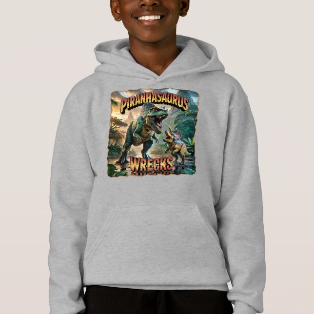 Piranhasaurus Wrecks Illustration – Funny Scary (Front)