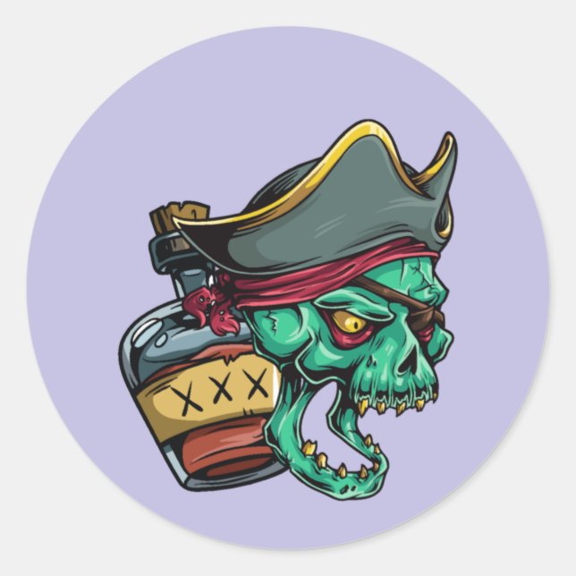 Pirat Flasche Rum pirate bottle rhum Classic Round Sticker (Front)