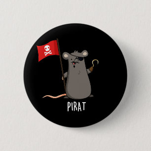 Pirat Funny Pirate Rat Pun Dark BG 6 Cm Round Badge