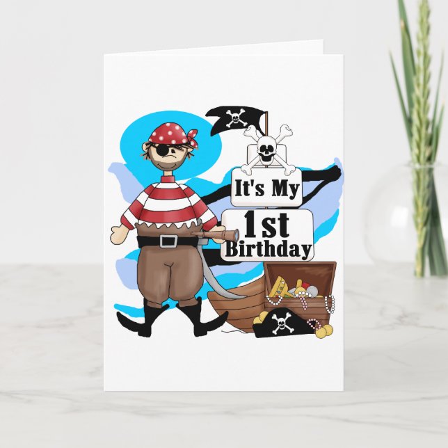 Pirate 1st Birthday T-shirts and Gifts Card (Front)
