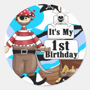 Pirate 1st Birthday T-shirts and Gifts Classic Round Sticker