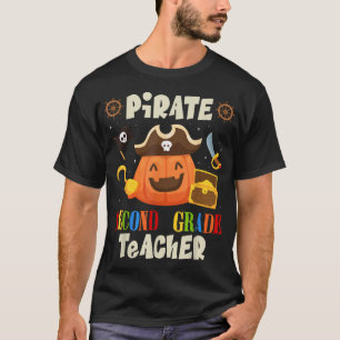 Pirate 2Nd Grade Teacher Jack O Lantern Halloween  T-Shirt