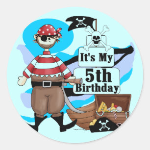 Pirate 5th Birthday Tshirts and Gifts Classic Round Sticker