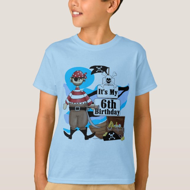 Pirate 6th Birthday t-shirts and Gifts (Front)
