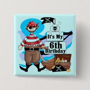 Pirate 6th Birthday t-shirts and Gifts 15 Cm Square Badge