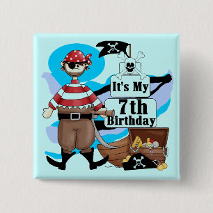 Pirate 7th Birthday Tshirts and Gifts 15 Cm Square Badge