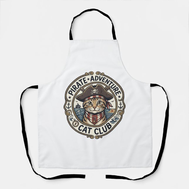 Pirate Adventure Cat POD Vector Art - Pirate Adven Apron (Front)