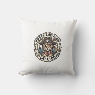 Pirate Adventure Cat POD Vector Art - Pirate Adven Cushion
