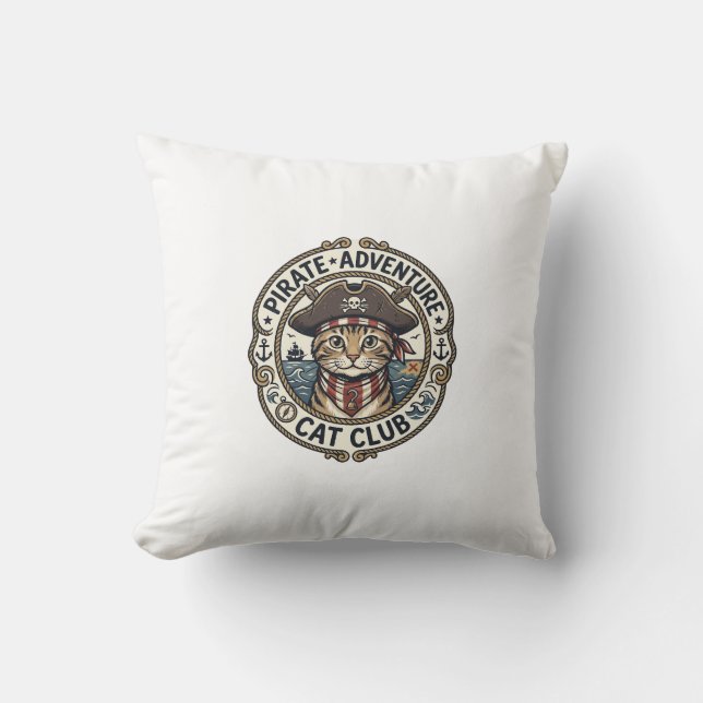 Pirate Adventure Cat POD Vector Art - Pirate Adven Cushion (Front)