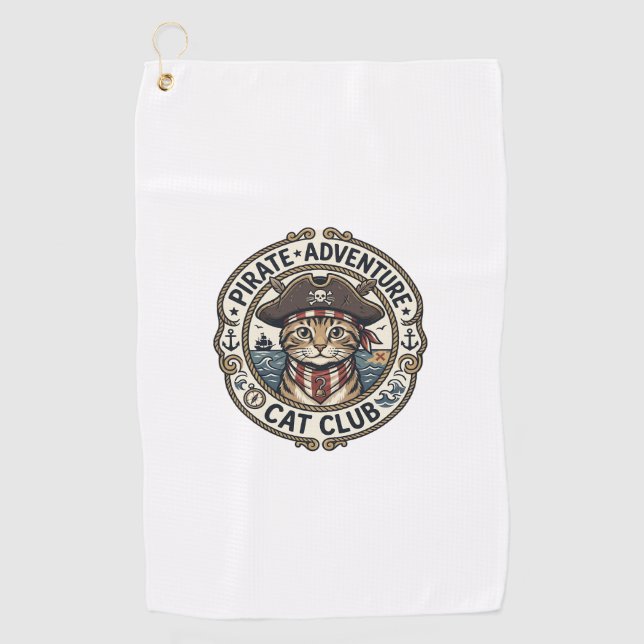 Pirate Adventure Cat POD Vector Art - Pirate Adven Golf Towel (Front)