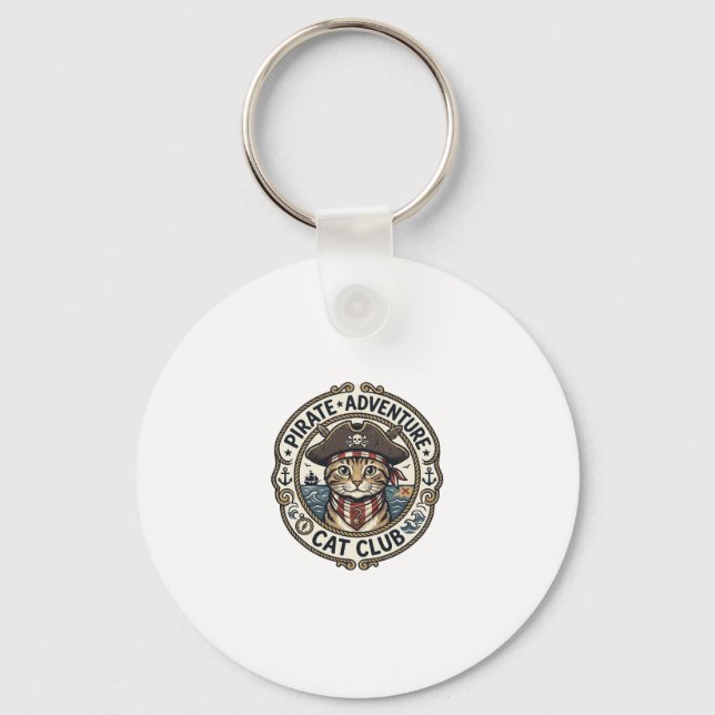 Pirate Adventure Cat POD Vector Art - Pirate Adven Key Ring (Front)