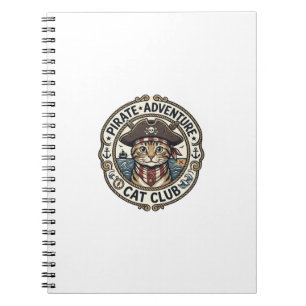 Pirate Adventure Cat POD Vector Art - Pirate Adven Notebook