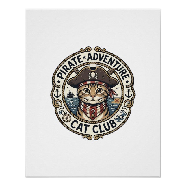 Pirate Adventure Cat POD Vector Art - Pirate Adven Poster (Front)